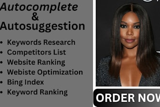 do google autocomplete, bing autosuggestion, keyword research for website