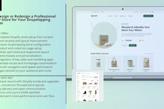 design, redesign shopify store, shopify dropshipping store, shopify website