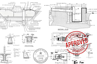 design grading and drainage plan with pe stamp and sign for city permit in USA