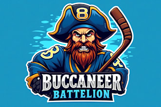 do pirate sports hockey mascot logo design with business