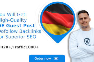 publish a guest post or niche edit on de websites with real DR and traffic