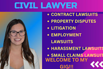 be your civil lawyer in property, business, employment and contract lawsuits