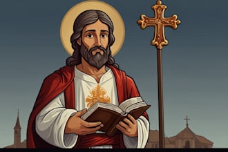 design cartoon character holy saint christian bible figure illustration