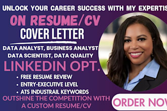 ats resume, cover letter for  data analyst, business, bi, data scientist, CV