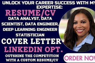 write ats resume, cover letter for data analyst, statistician, data scientist CV