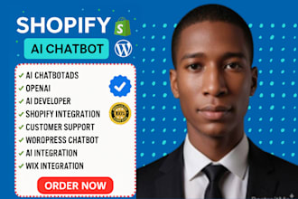 create ai chatbot shopify wordpress wix with openai integration and livechart