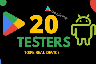 provide 12 testers or 20 testers for goggle play closed test mobile app testing