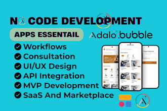 develop bubble io adalo glide app buildfire mvp web app saas mobile app