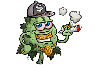 make cannabis marijuana weed cbd oil kush cartoon mascot logo design for you