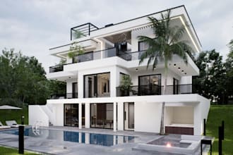 renew 3d modern house, interior, exterior design and rendering, landscape, revit