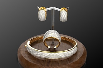 remodel 3d jewelry reset, bracelet rendering, earrings sculpture,cad ring design