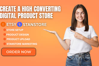 set up stanstore for digital products, etsy product listing, stanstore marketing