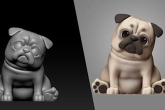 do 3d pet model, 3d animal model with realistic fur and texture for 3d printing