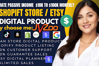 setup 7figure shopify digital product store, etsy shop, stan store digital store