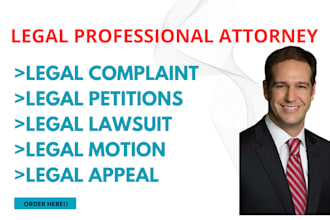 draft legal motions, appeals, court documents, and lawsuits, petition