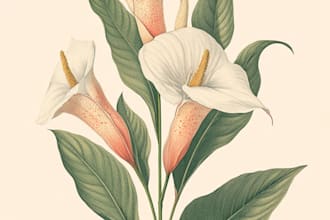 draw botanical illustration of flowers, plants, fruits