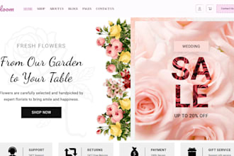 design bedroom flower shopify store indoor flower outdoor flower shopify website