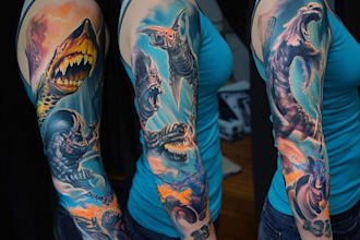 do premium trash polka design , sleeve tattoo for you