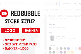 do redbubble print on demand shop setup logo banner tshirt product seo listing