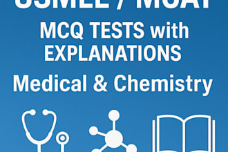 create usmle or mcat medical and chemistry mcq tests with explanations