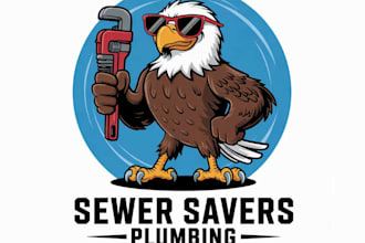 create attractive plumbing eagle caricature company logo