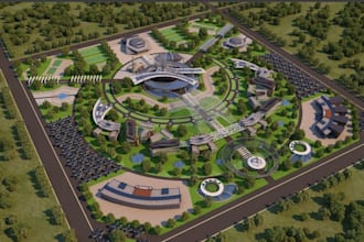 remodel 3d futuristic city exterior ,master plan, real estate , landscape design