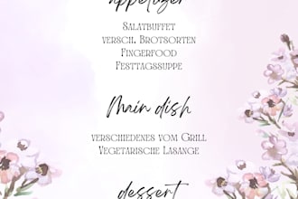 design your individual menu for your event