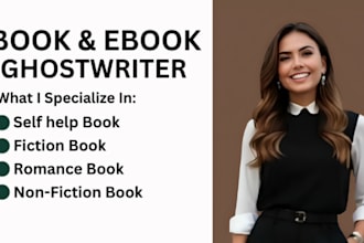 book writer, self help ebook writer fiction non fiction book romance ghostwriter