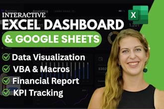 design google sheet, excel dashboard and data visuals for financial report