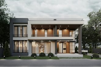 remodel 3d modern villa, courtyard design,cgi exterior rendering,3dsmax,car par