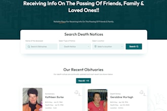 develop a custom obituary website with elegant features