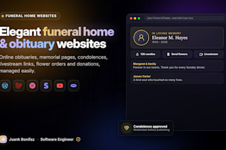 build a funeral home or obituary website with online memorials
