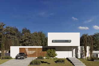 renovate 3d pedro house,front elevation,lawn,rhino rendering,modern environment