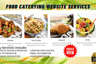 design restaurant leads, food catering website, food cafe landing pages,
