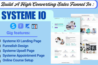 build systeme io sales funnel, funnelish  , landing page design, course funnel