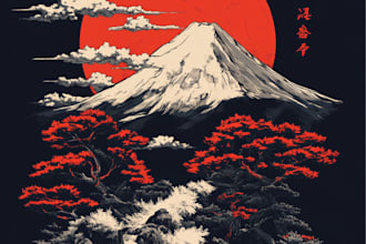 make a anime or japanese art digital illustration for t shirt