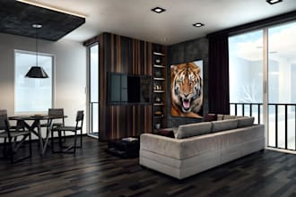 create 3d interior exterior house design rendering visualized kitchen, landscape