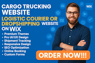 design cargo trucking website logistic courier or dropshipping website on wix