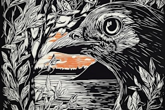 create an artistic linocut illustration in my own style