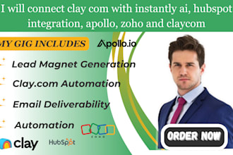 connect clay com with instantly ai, hubspot integration and apollo and  clayom