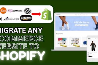migrate wordpress wix squarespace etsy weebly ecommerce website to shopify store