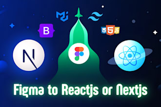 convert figma to reactjs and nextjs responsive website