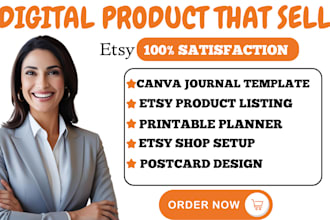 etsy digital goodnote planner design custom canva journal ebook template design