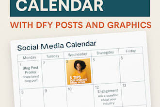 create a social media content calendar with dfy posts and graphics