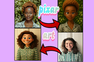 transform your photo into pixar disney style cartoon