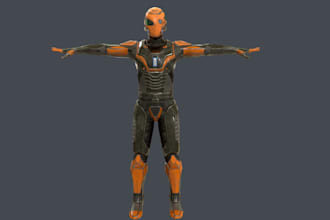3d scifi game character, cyberpunk, robot, cyborg, 4k texture, ue5 rig for game