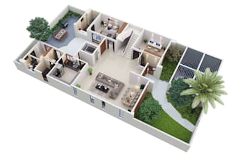 model 3d floor plan, house interior, exterior rendering, duplex design,cgi villa