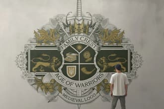 do beautiful vintage style family crest heraldic shield logo