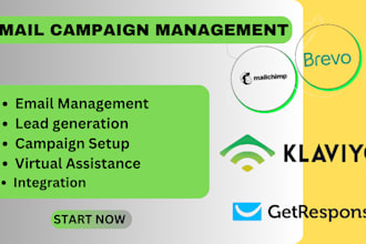 setup design email marketing campaign via mailchimp getresponse brevo klaviyo