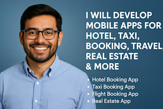 do mobile app development, hotel and taxi booking, bible app, dating app airbnb